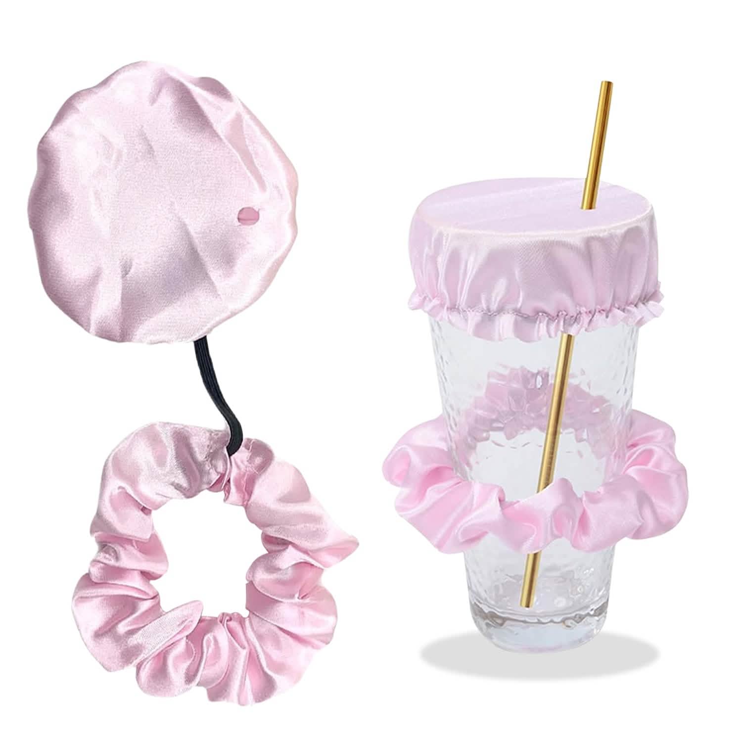 Reusable Anti-Spike Scrunchie Drink Mug Glass Cover Cap Headband with Straw Hole for Covering Drinks Party, Club, Disco DailySale