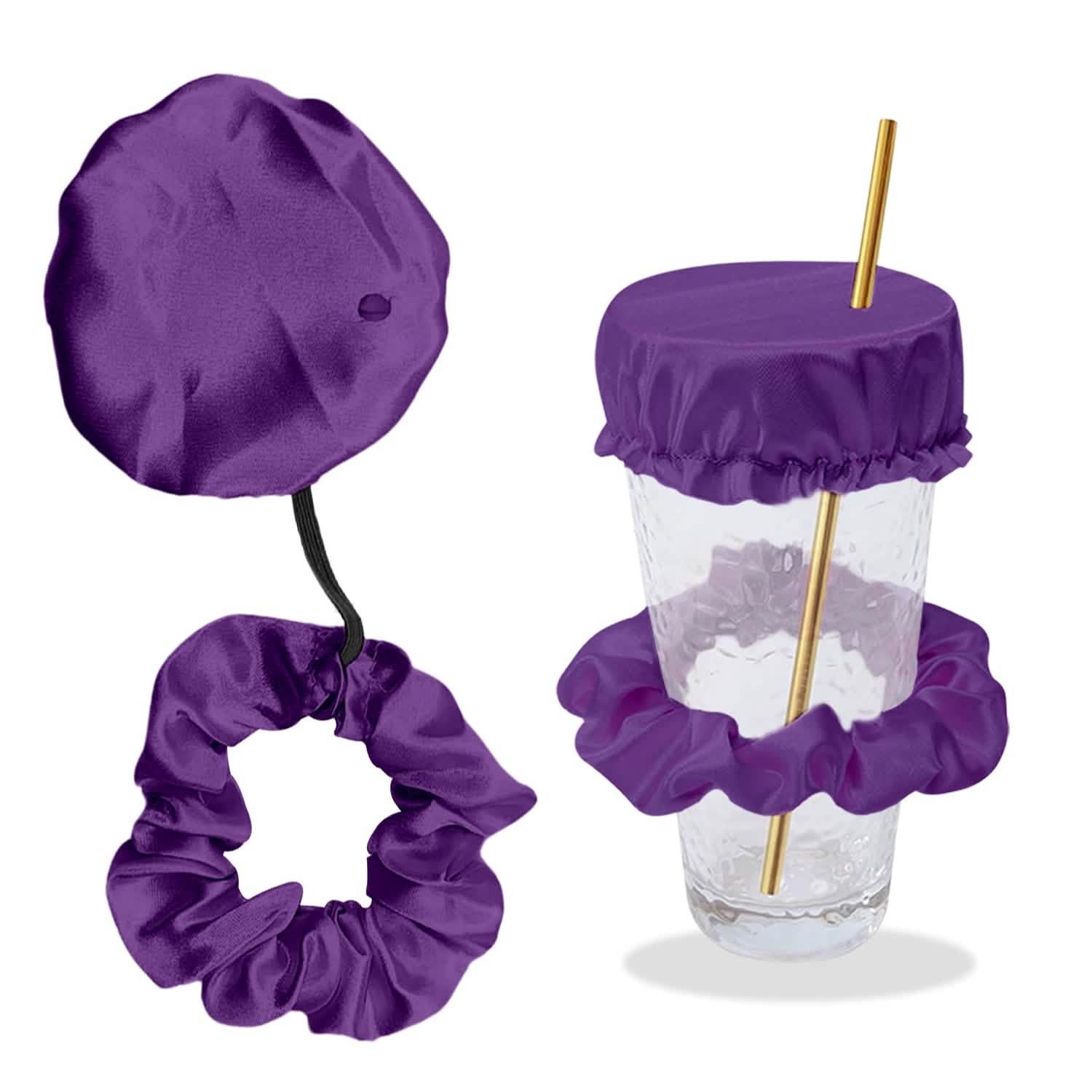 Reusable Anti-Spike Scrunchie Drink Mug Glass Cover Cap Headband with Straw Hole for Covering Drinks Party, Club, Disco DailySale