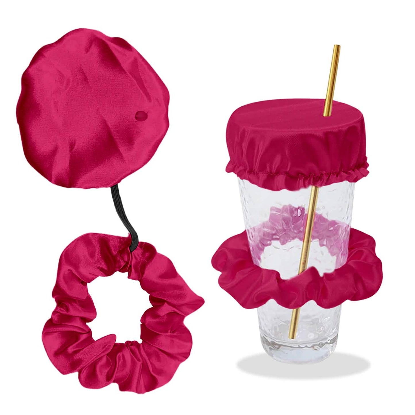 Reusable Anti-Spike Scrunchie Drink Mug Glass Cover Cap Headband with Straw Hole for Covering Drinks Party, Club, Disco DailySale