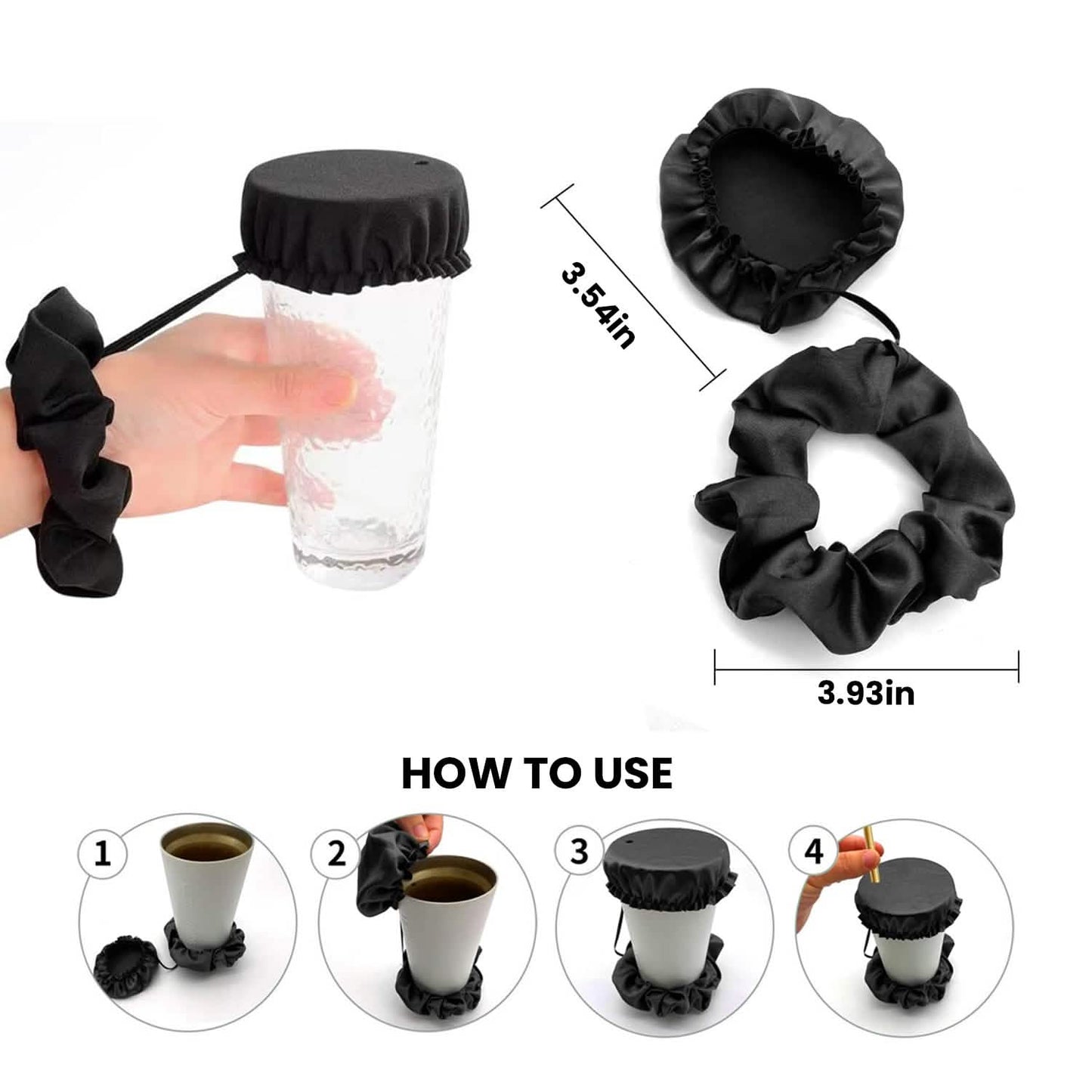 Reusable Anti-Spike Scrunchie Drink Mug Glass Cover Cap Headband with Straw Hole for Covering Drinks Party, Club, Disco DailySale