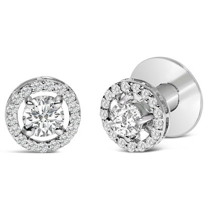 Men's 14K White Gold 1 3/4 Cttw Lab Grown Diamond Halo Cufflink Bids.com
