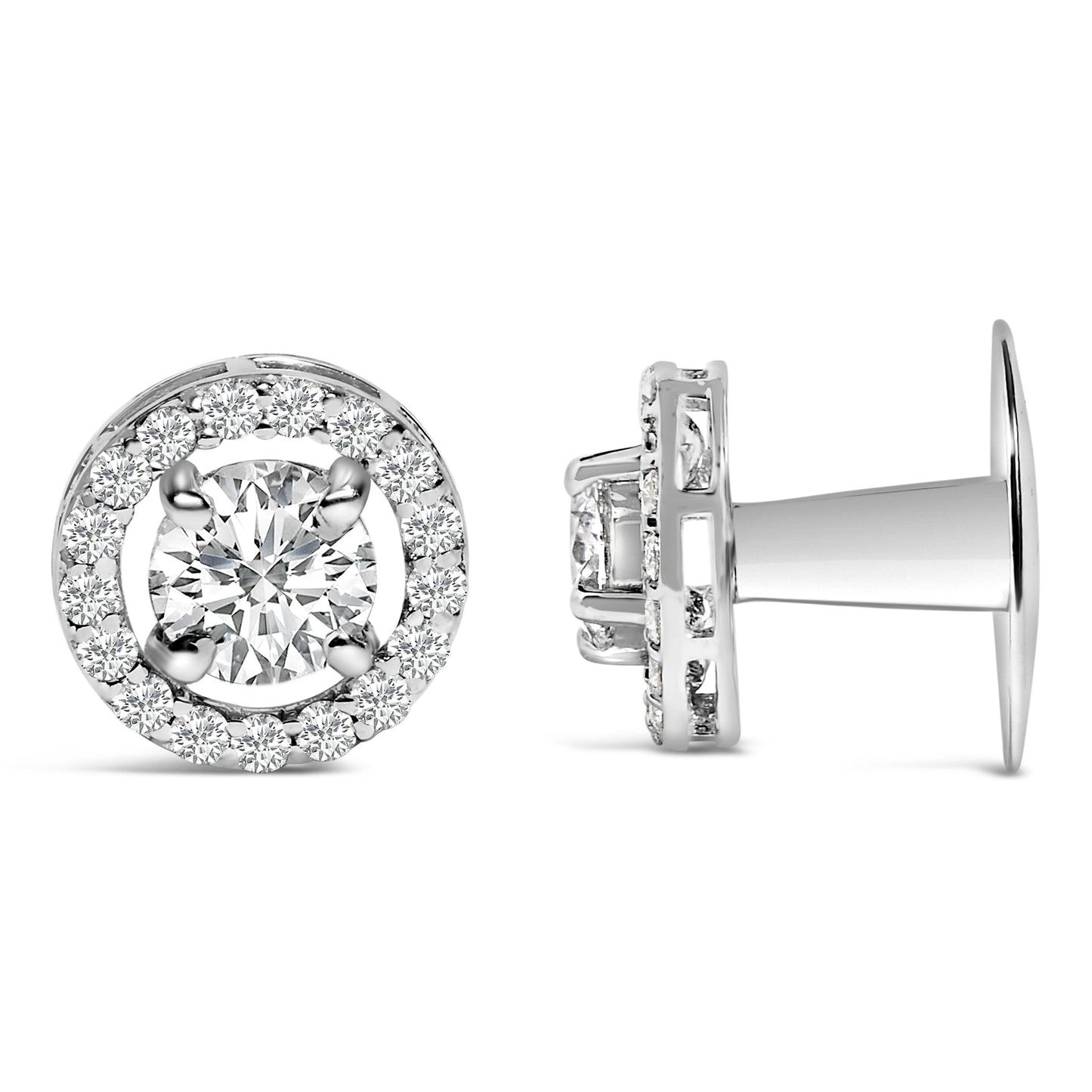 Men's 14K White Gold 1 3/4 Cttw Lab Grown Diamond Halo Cufflink Bids.com