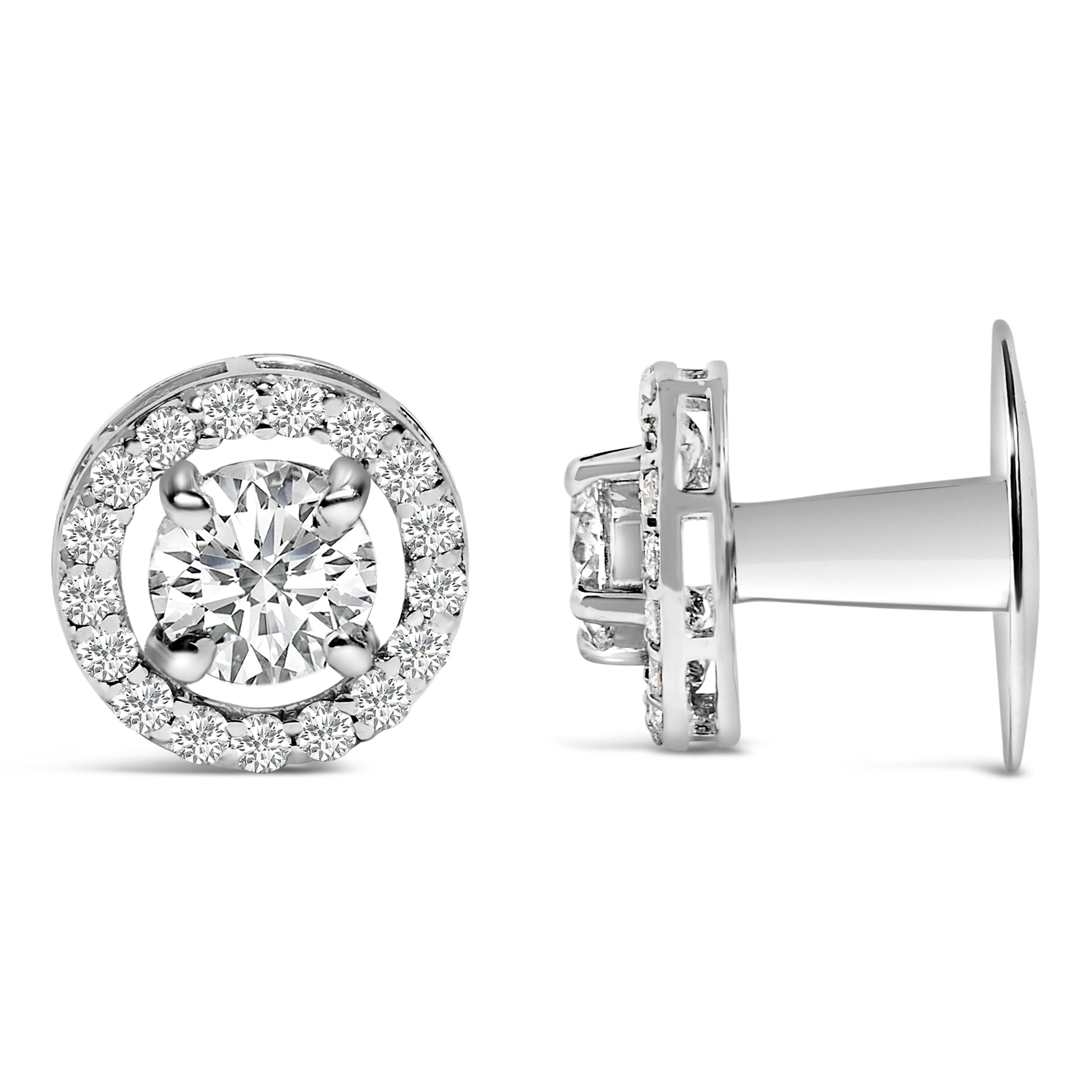 Men's 14K White Gold 1 3/4 Cttw Lab Grown Diamond Halo Cufflink Bids.com