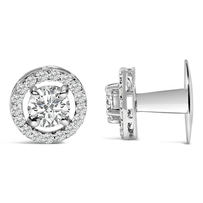 Men's 14K White Gold 1 3/4 Cttw Lab Grown Diamond Halo Cufflink Bids.com