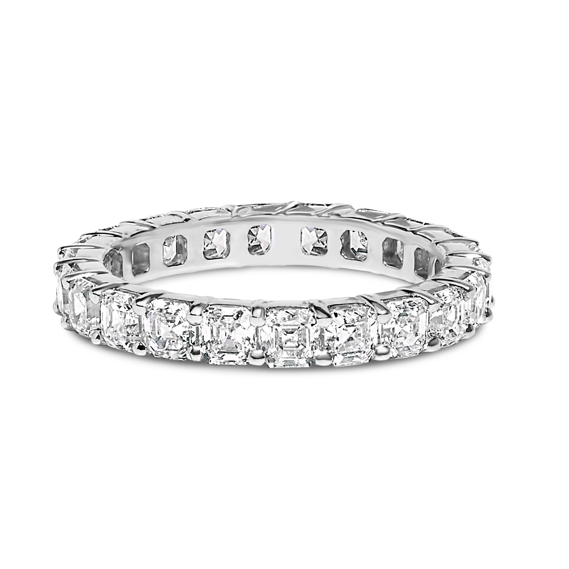 14K White Gold 2 1/3 Cttw Asscher Cut Lab Grown Diamond Eternity Band Ring (E-F Color, VS1-VS2 Clarity) - Ring Size 5.5 Bids.com