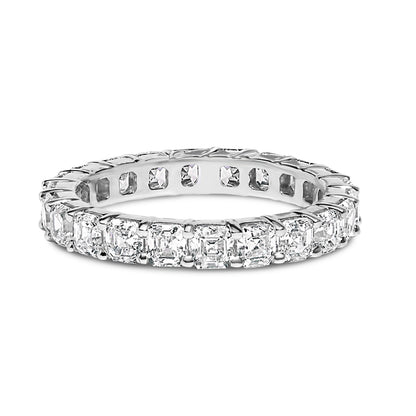 14K White Gold 2 1/3 Cttw Asscher Cut Lab Grown Diamond Eternity Band Ring (E-F Color, VS1-VS2 Clarity) - Ring Size 5.5 Bids.com