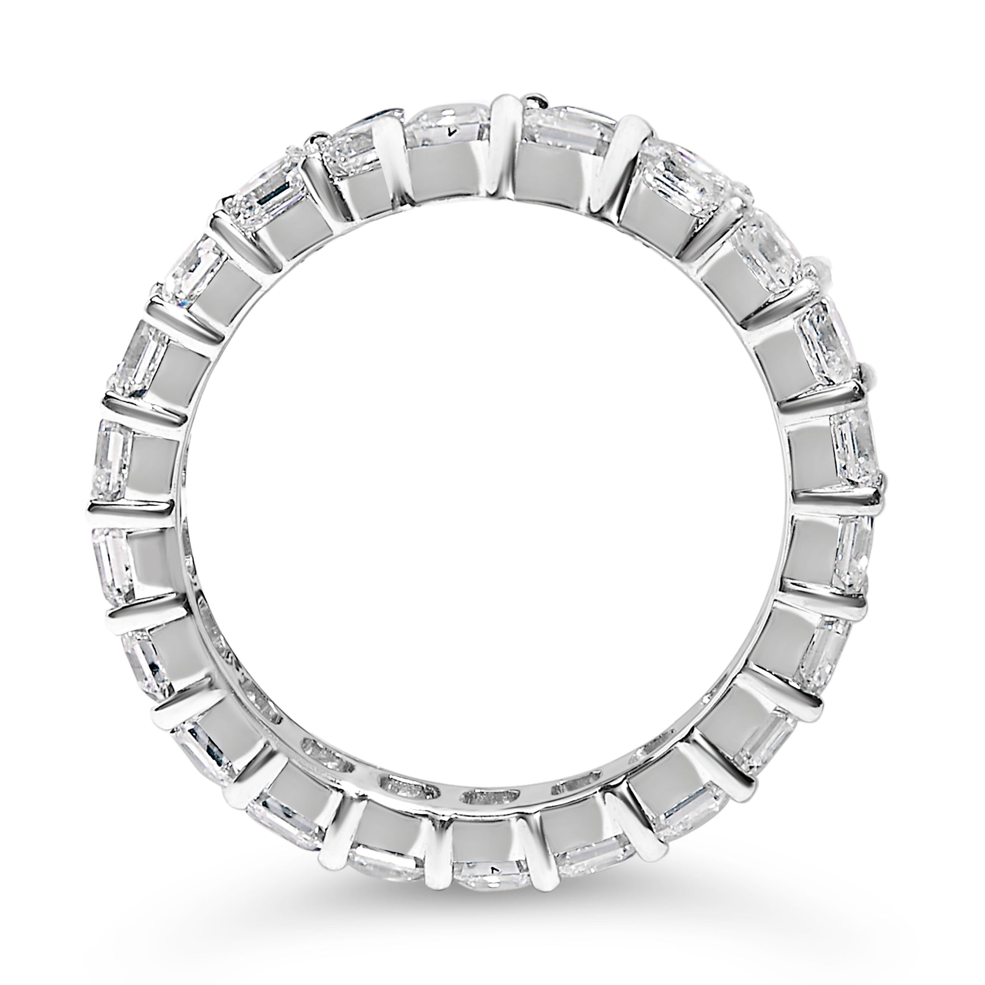 14K White Gold 2 1/3 Cttw Asscher Cut Lab Grown Diamond Eternity Band Ring (E-F Color, VS1-VS2 Clarity) - Ring Size 5.5 Bids.com