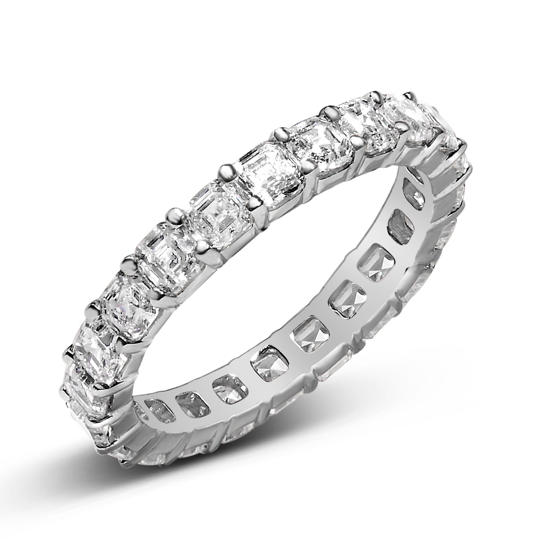 14K White Gold 2 1/3 Cttw Asscher Cut Lab Grown Diamond Eternity Band Ring (E-F Color, VS1-VS2 Clarity) - Ring Size 5.5 Bids.com