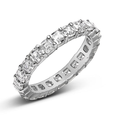14K White Gold 2 1/3 Cttw Asscher Cut Lab Grown Diamond Eternity Band Ring (E-F Color, VS1-VS2 Clarity) - Ring Size 5.5 Bids.com