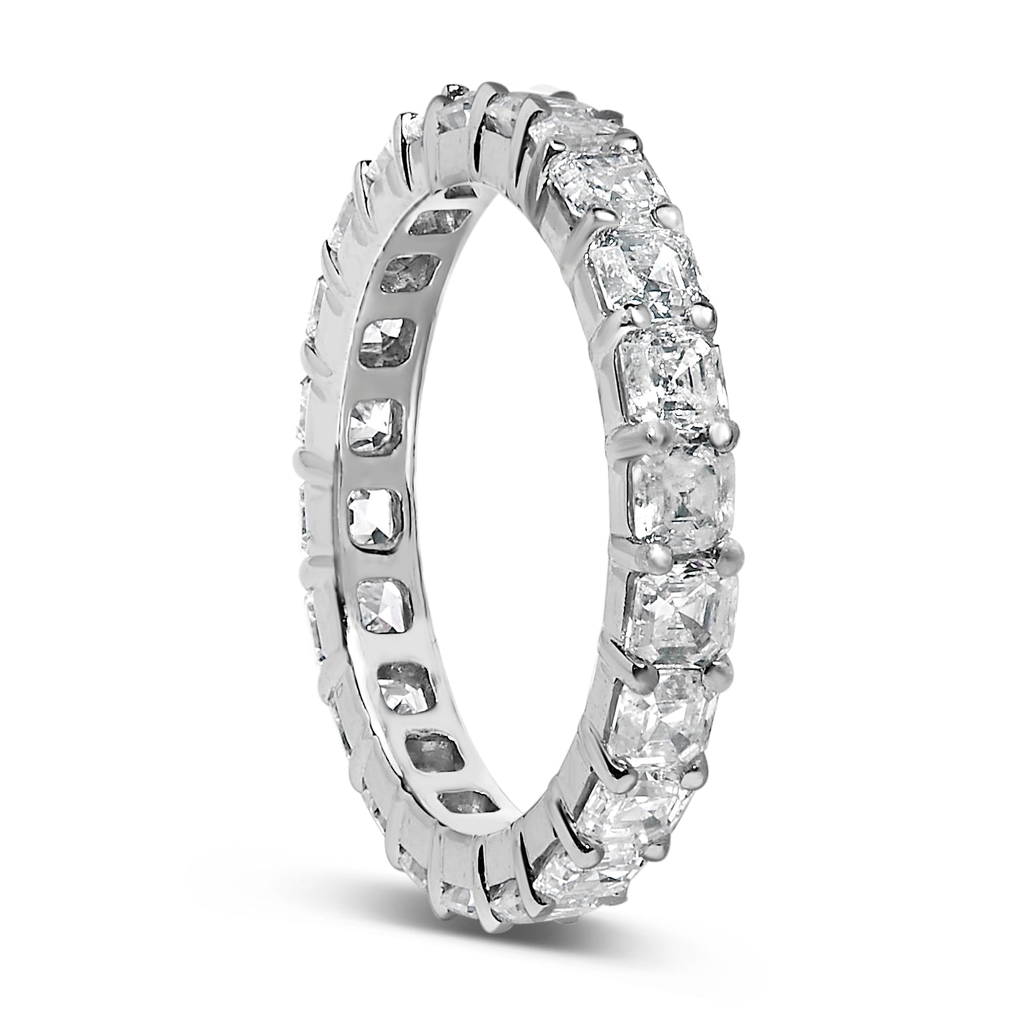 14K White Gold 2 1/3 Cttw Asscher Cut Lab Grown Diamond Eternity Band Ring (E-F Color, VS1-VS2 Clarity) - Ring Size 5.5 Bids.com