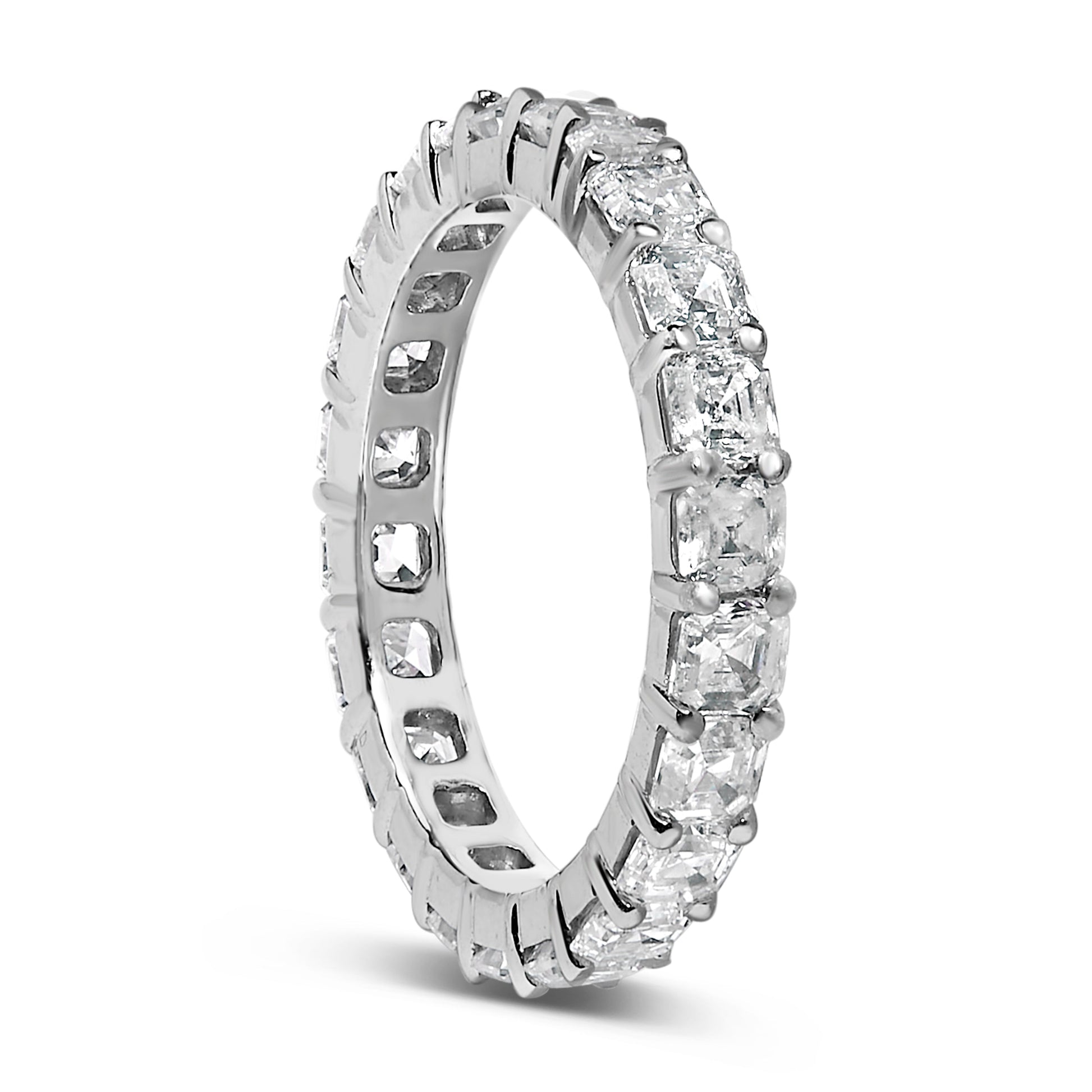 14K White Gold 2 1/3 Cttw Asscher Cut Lab Grown Diamond Eternity Band Ring (E-F Color, VS1-VS2 Clarity) - Ring Size 5.5 Bids.com