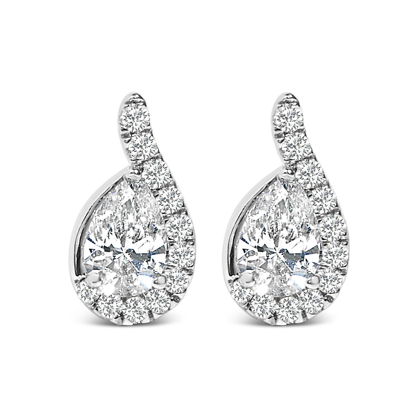 14K White Gold 5/8 Cttw Lab Grown Diamond Tear Drop Halo Stud Earring Bids.com