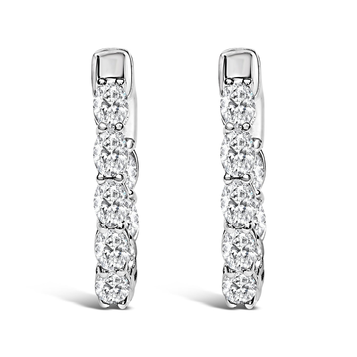 14K White Gold 2 3/4 Cttw Oval Cut Lab Grown Diamond Inside Out Hoop Earrings Bids.com