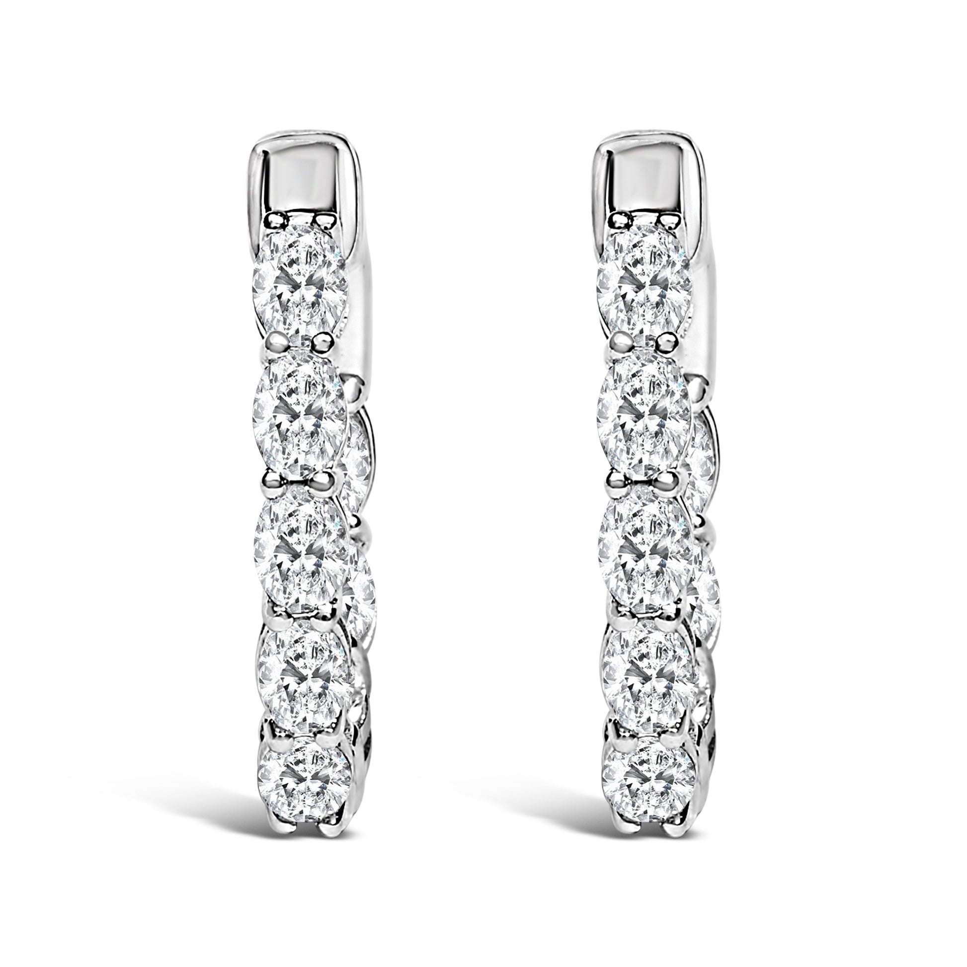 14K White Gold 2 3/4 Cttw Oval Cut Lab Grown Diamond Inside Out Hoop Earrings Bids.com