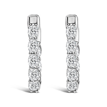 14K White Gold 2 3/4 Cttw Oval Cut Lab Grown Diamond Inside Out Hoop Earrings Bids.com