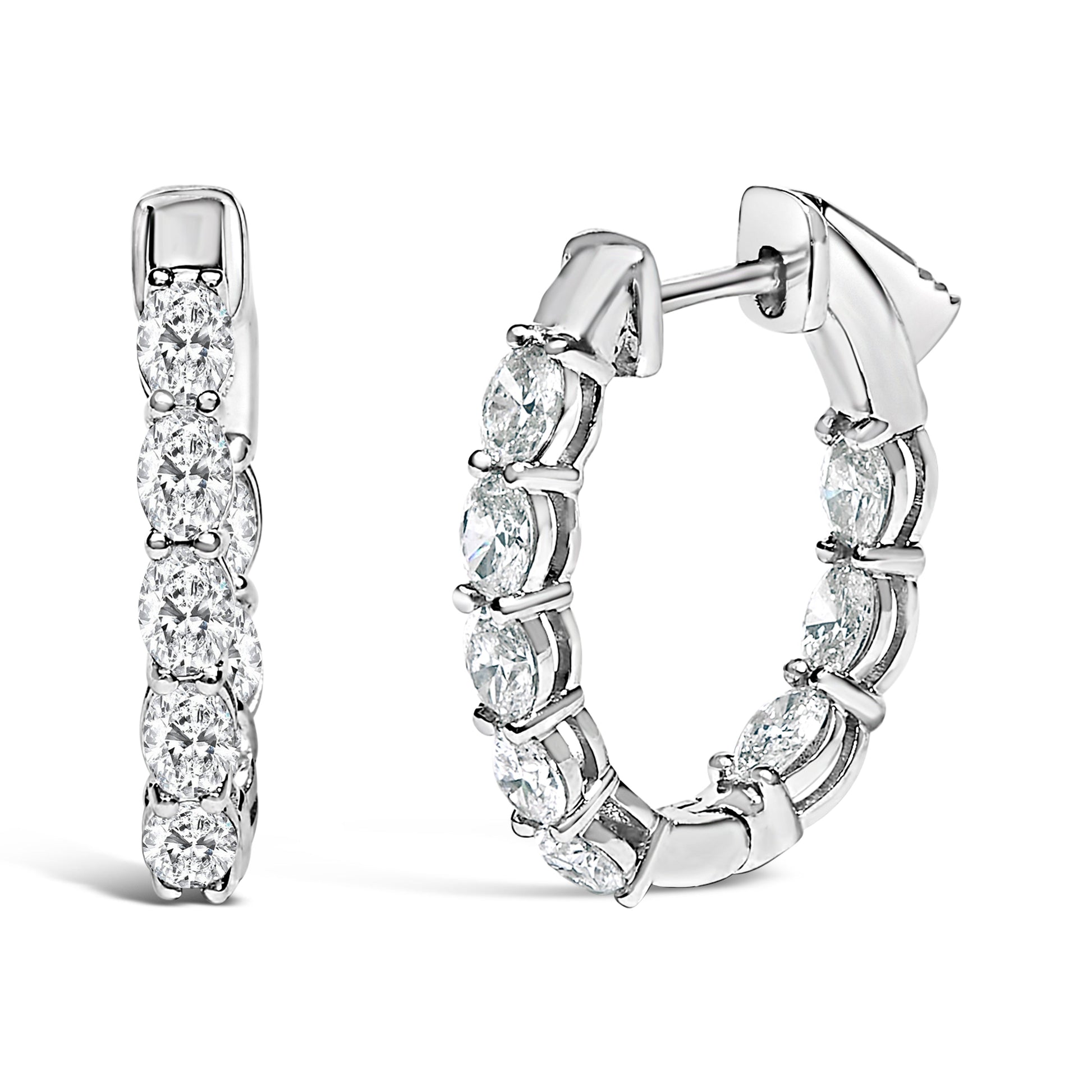 14K White Gold 2 3/4 Cttw Oval Cut Lab Grown Diamond Inside Out Hoop Earrings Bids.com