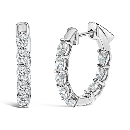 14K White Gold 2 3/4 Cttw Oval Cut Lab Grown Diamond Inside Out Hoop Earrings Bids.com