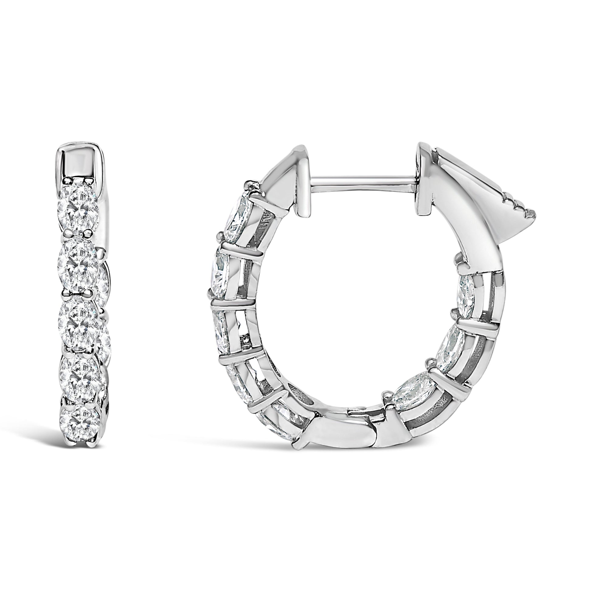 14K White Gold 2 3/4 Cttw Oval Cut Lab Grown Diamond Inside Out Hoop Earrings Bids.com