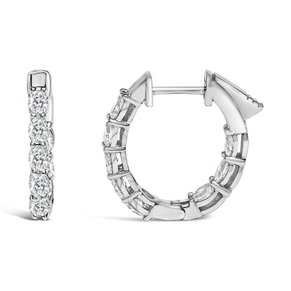 14K White Gold 2 3/4 Cttw Oval Cut Lab Grown Diamond Inside Out Hoop Earrings Bids.com