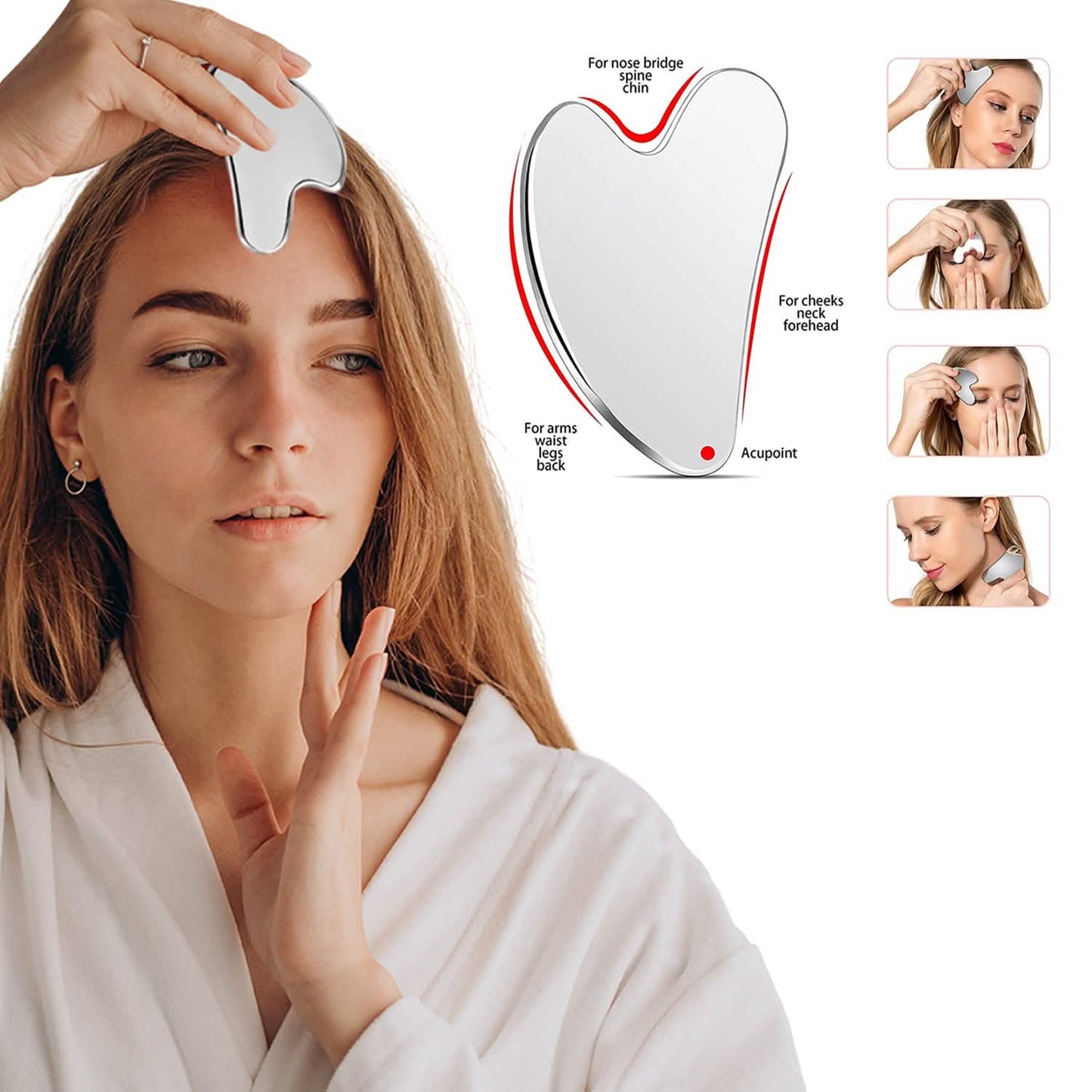 Stainless Steel Gua Sha Massage Scraper Tool For Facial Skin Care DailySale
