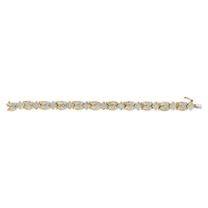 14K Yellow Gold 8 1/5 Cttw Baguette and Princess-Cut Diamond Geometric Twist Link Bracelet (G-H Color, VS1-VS2 Clarity) - Size 7" Bids.com