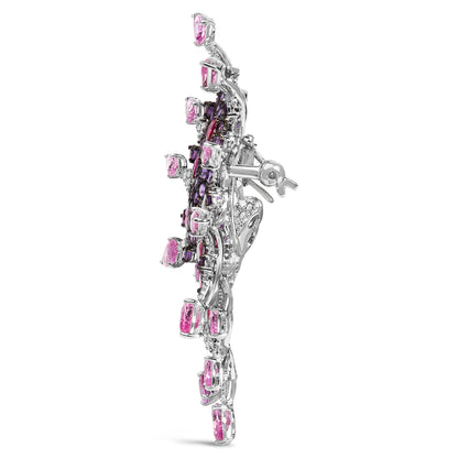 18K White Gold 1.00 Cttw Diamond, Ruby  Sapphire, and Amethyst Mixed Gemstone Butterfly Brooch Pin (G-H Color, VS1-VS2 Clarity) Bids.com