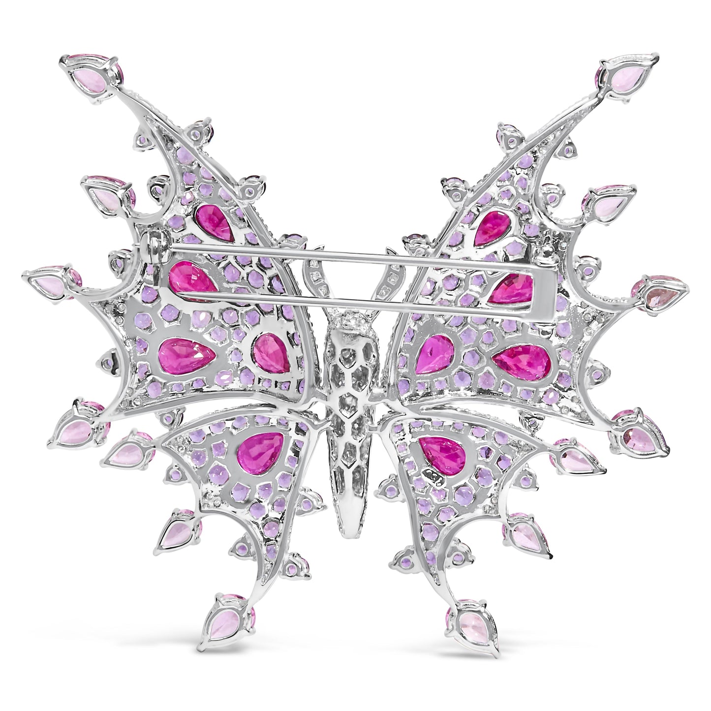 18K White Gold 1.00 Cttw Diamond, Ruby  Sapphire, and Amethyst Mixed Gemstone Butterfly Brooch Pin (G-H Color, VS1-VS2 Clarity) Bids.com