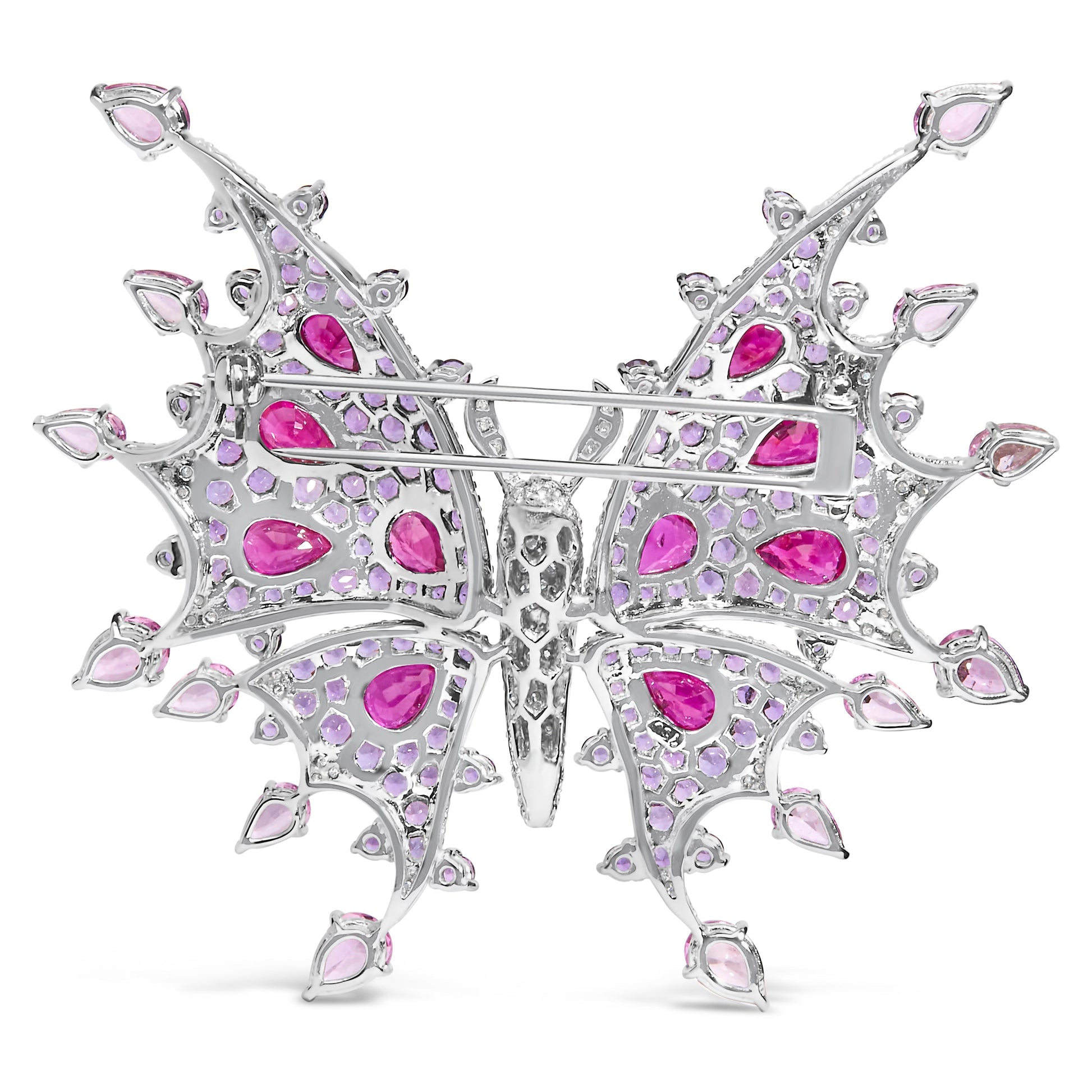 18K White Gold 1.00 Cttw Diamond, Ruby  Sapphire, and Amethyst Mixed Gemstone Butterfly Brooch Pin (G-H Color, VS1-VS2 Clarity) Bids.com