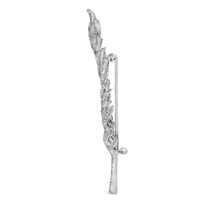 18K White Gold 2 7/8 Cttw Diamond Feather Brooch Pin (G-H Color, VS1-VS2 Clarity) Bids.com