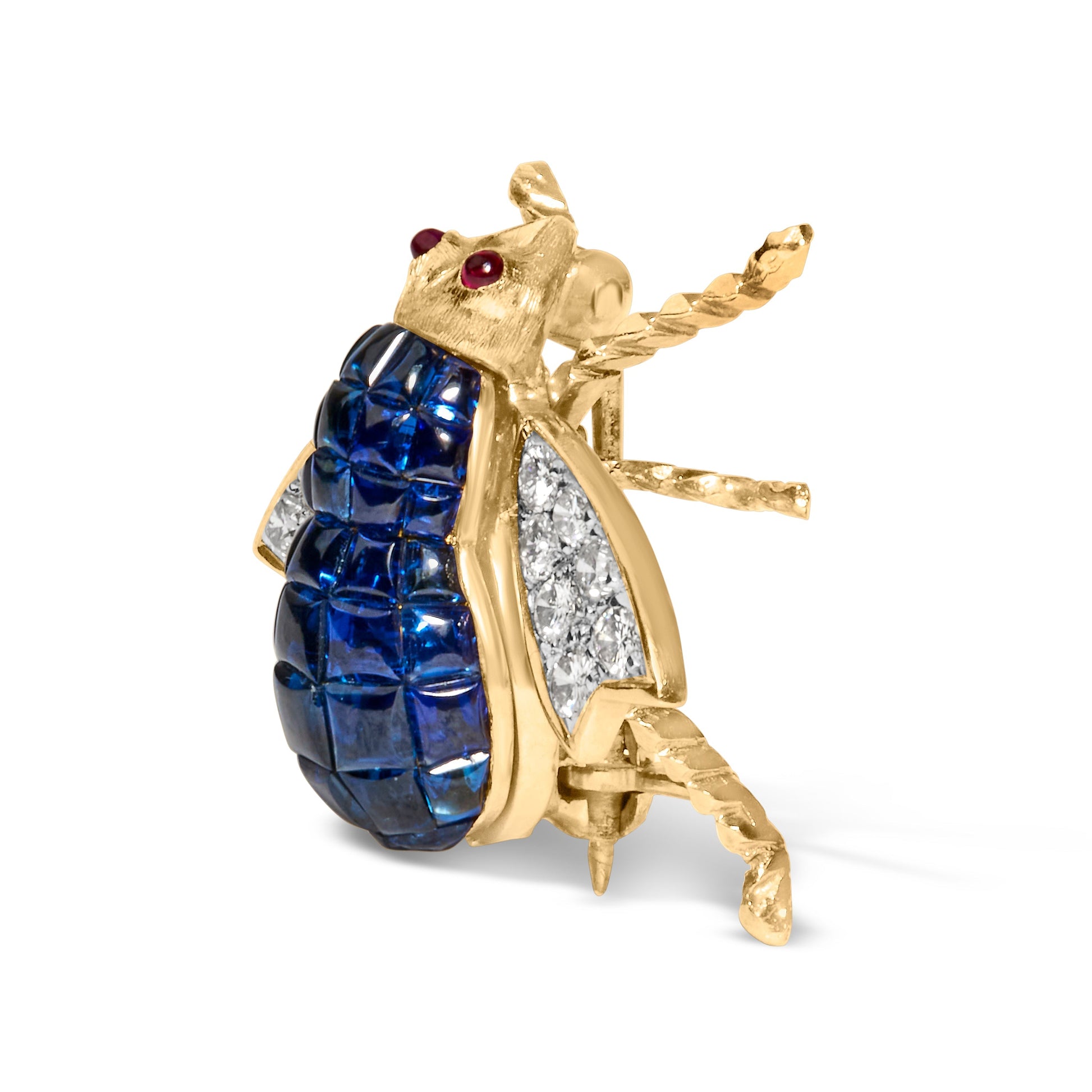 18K Yellow Gold 3/8 Cttw Diamond and 5 4/5 Cttw Blue Sapphire Bumblebee Brooch Pin (F-G Color, VS2-SI1 Clarity) Bids.com