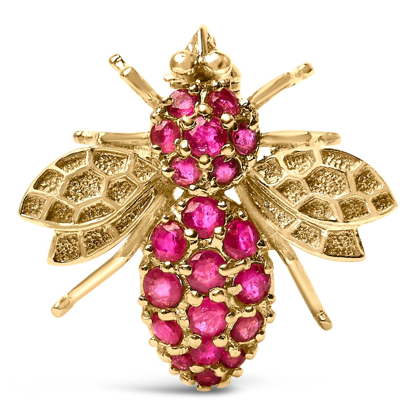 14K Yellow Gold Red Ruby Bee Brooch Pin Bids.com
