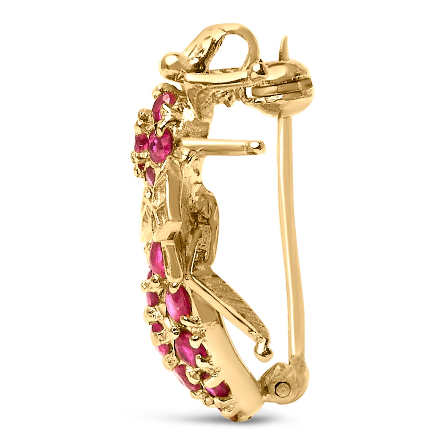 14K Yellow Gold Red Ruby Bee Brooch Pin Bids.com