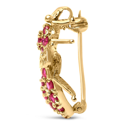 14K Yellow Gold Red Ruby Bee Brooch Pin Bids.com
