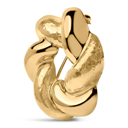 18K Yellow Gold Sculpted Knot Brooch Bids.com