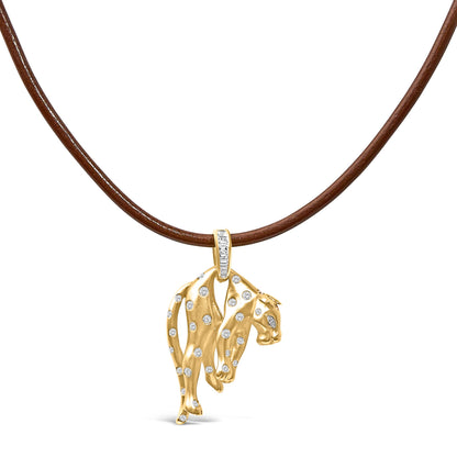 18K 1.00 Cttw Diamond Cat and Bail Pendant Necklace Collar with Matte Finish (F-G Color, VS2-SI1 Clarity) Bids.com