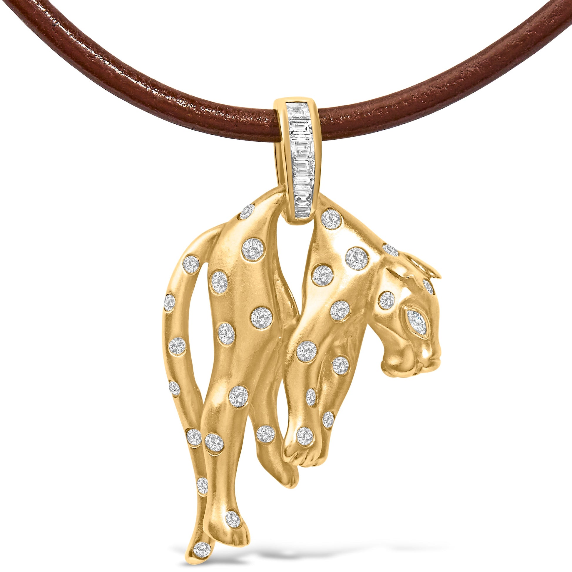 18K 1.00 Cttw Diamond Cat and Bail Pendant Necklace Collar with Matte Finish (F-G Color, VS2-SI1 Clarity) Bids.com