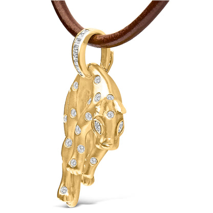 18K 1.00 Cttw Diamond Cat and Bail Pendant Necklace Collar with Matte Finish (F-G Color, VS2-SI1 Clarity) Bids.com