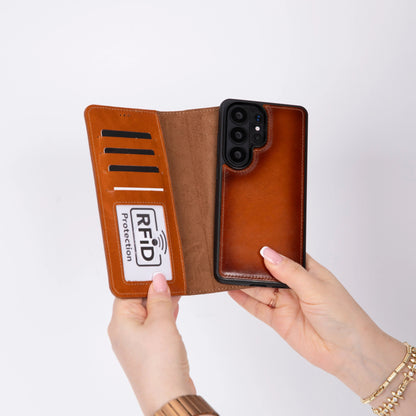 Magic Samsung Galaxy S26 Ultra Detachable Leather Wallet Case – Genuine Leather Phone Case for Everyday Carry | Minimal & Handcrafted Mizuri Leather