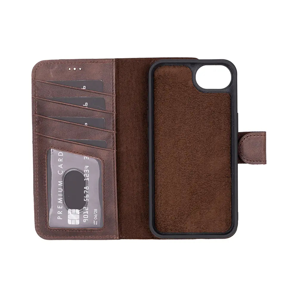 iPhone 16E Leather Wallet Case Detachable RFID – Magic Series Mizuri Leather