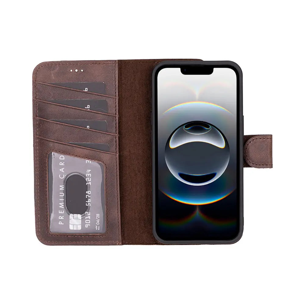 iPhone 16E Leather Wallet Case Detachable RFID – Magic Series Mizuri Leather