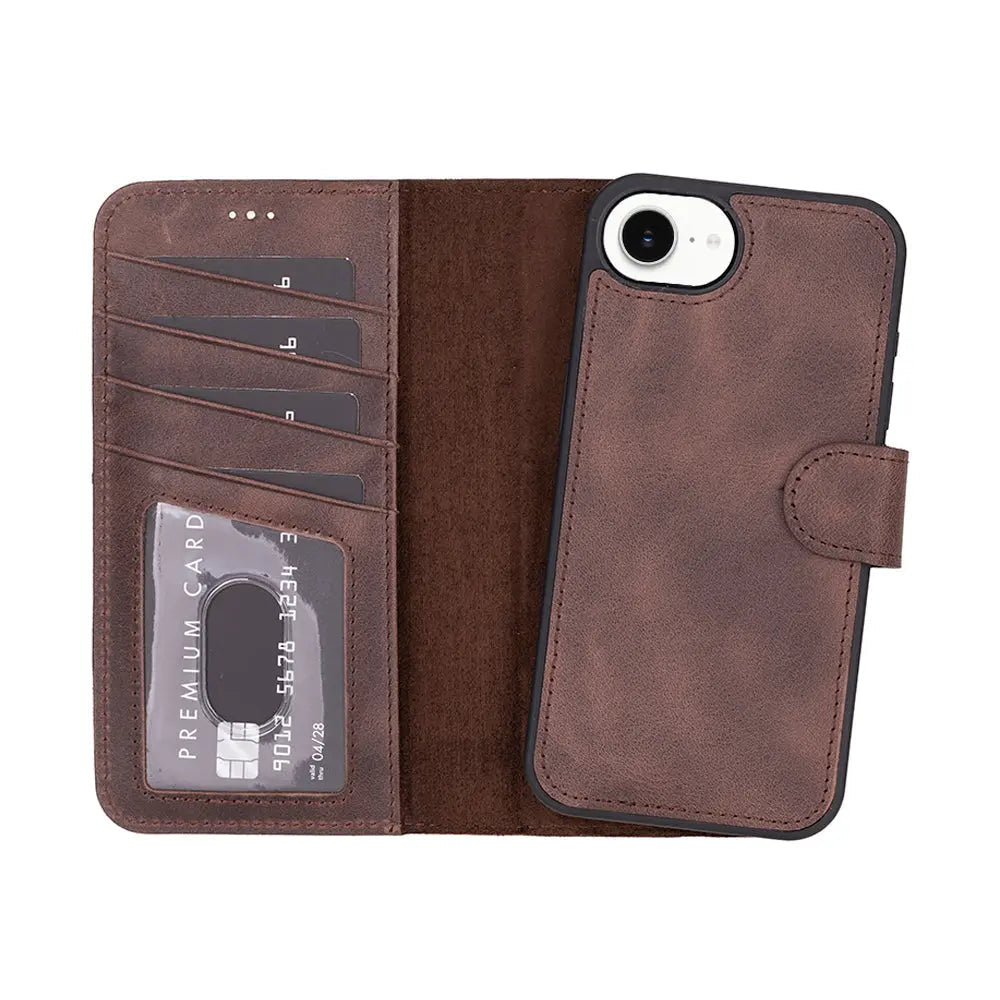 iPhone 16E Leather Wallet Case Detachable RFID – Magic Series Mizuri Leather