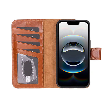 iPhone 16E Leather Wallet Case Detachable RFID – Magic Series Mizuri Leather