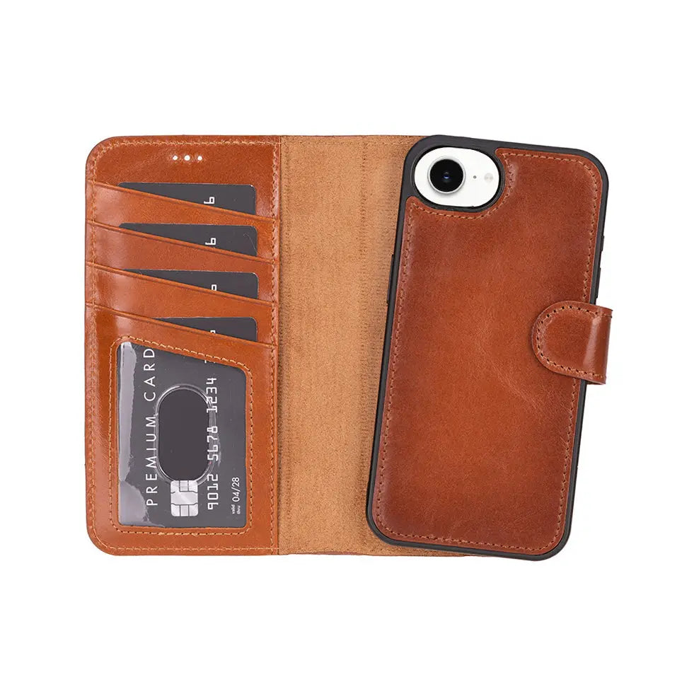 iPhone 16E Leather Wallet Case Detachable RFID – Magic Series Mizuri Leather