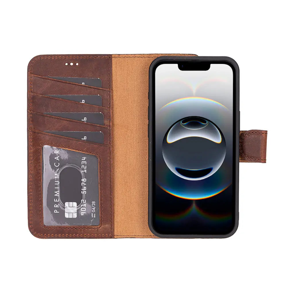 iPhone 16E Leather Wallet Case Detachable RFID – Magic Series Mizuri Leather