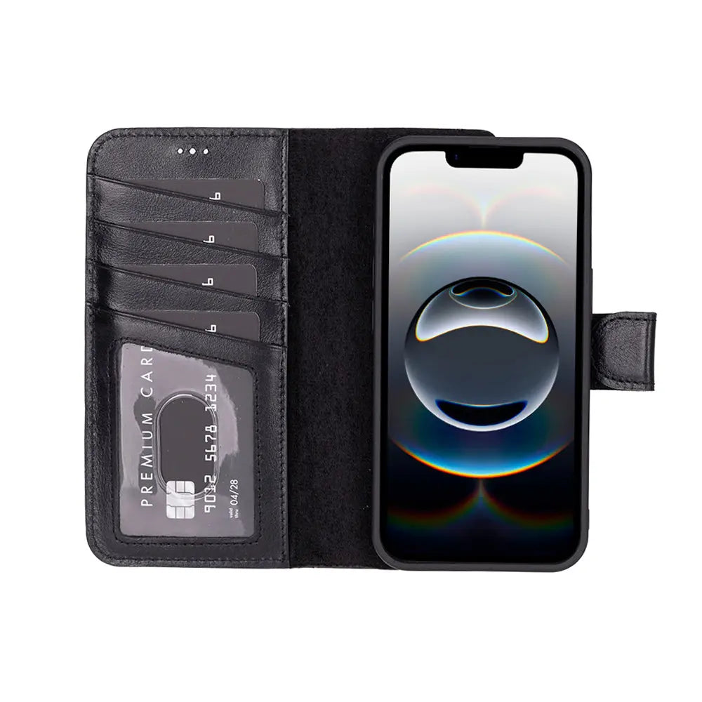 iPhone 16E Leather Wallet Case Detachable RFID – Magic Series Mizuri Leather