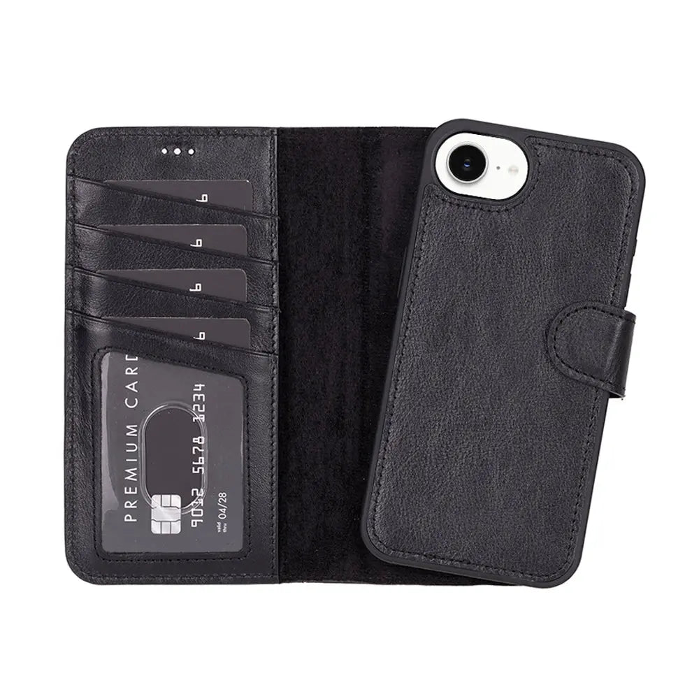 iPhone 16E Leather Wallet Case Detachable RFID – Magic Series Mizuri Leather