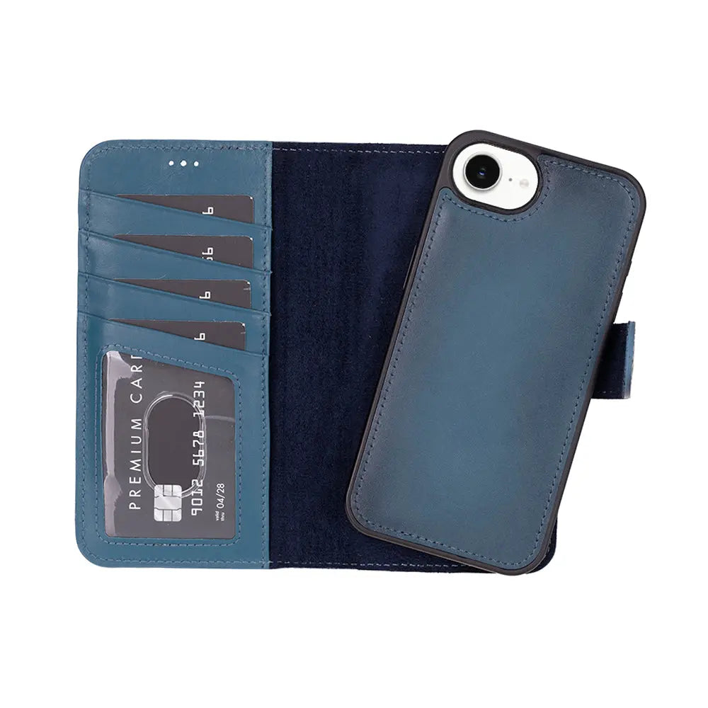 iPhone 16E Leather Wallet Case Detachable RFID – Magic Series Mizuri Leather