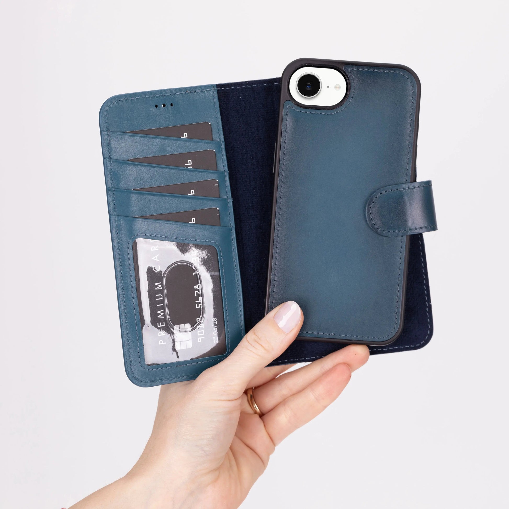 iPhone 16E Leather Wallet Case Detachable RFID – Magic Series Mizuri Leather
