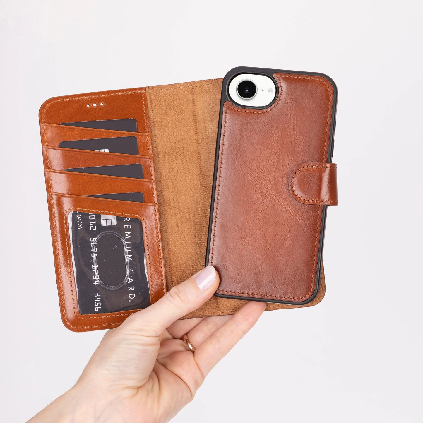 iPhone 16E Leather Wallet Case Detachable RFID – Magic Series Mizuri Leather