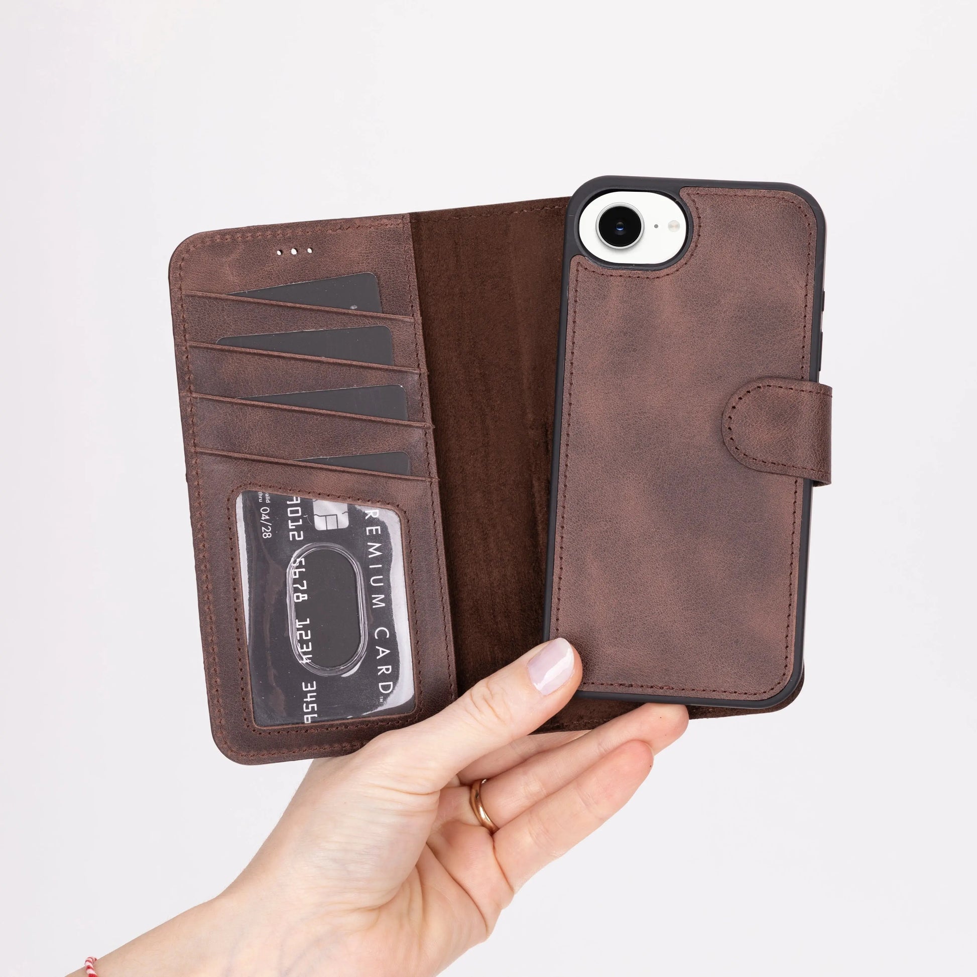 iPhone 16E Leather Wallet Case Detachable RFID – Magic Series Mizuri Leather